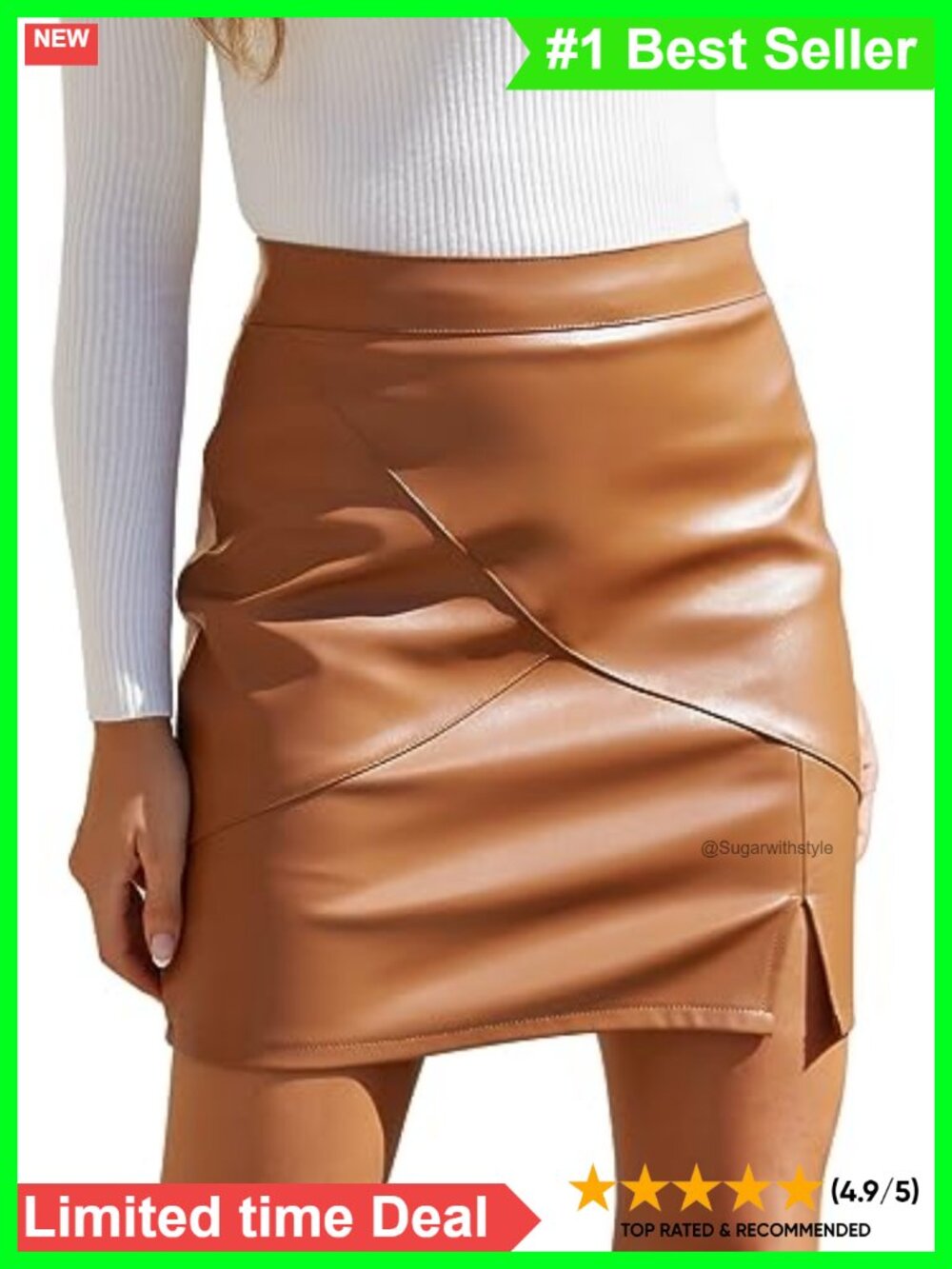 Faux Leather High Waisted Bodycon Pencil Mini Skirt with Shorts